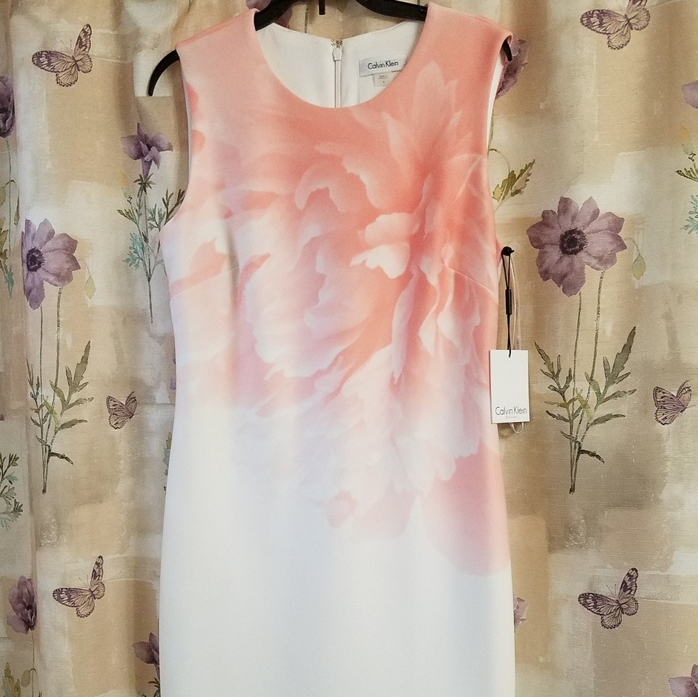 New Calvin Klein Floral Fitted Dress